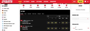 Športové stávkovanie 21Bets Casino